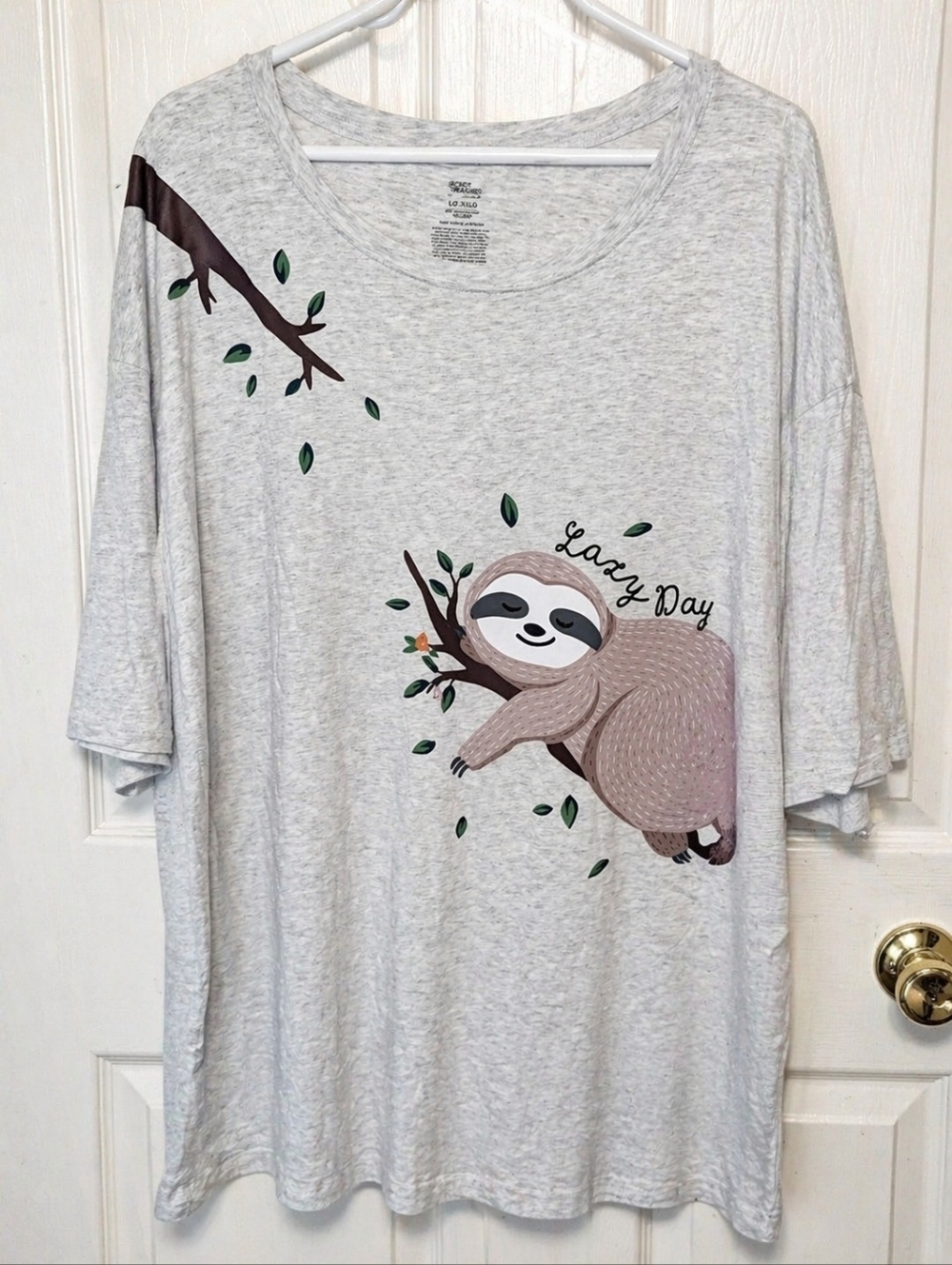Lazy Day Sloth Sleep Shirt Graphic Tee - Light Heather Gray. NWTs Size L/XL